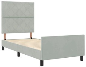 Cama vidaXL Cinza Claro 100x200 cm Veludo