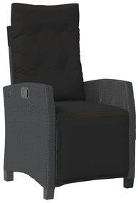 9 pcs conjunto de jantar p/ jardim c/ almofadões vime PE preto