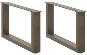vidaXL Pés para mesa de centro em formato de U, 2 peças, aço natural, 60x(30-31) cm, aço