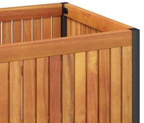Vaso/floreira de jardim 110x45x44 cm acácia maciça e aço