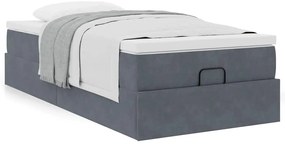 Estrutura cama otomana colchão 80x200 cm veludo cinzento escuro