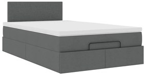 Cama otomana com colchão 120x190 cm tecido cinzento escuro
