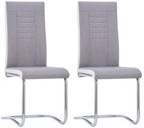 vidaXL Cadeiras de jantar cantilever 2 pcs tecido cinzento-claro