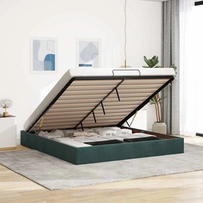 vidaXL Estrutura de cama otomana sem colchão 180x200 cm verde escuro