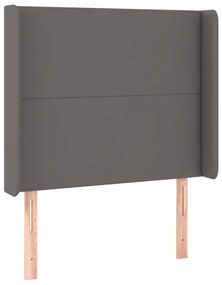 Cabeceira cama c/ LED 93x16x118/128cm couro artificial cinzento