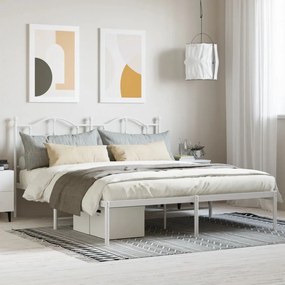 Estrutura de cama com cabeceira 183x213 cm metal branco