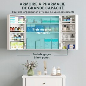 Armário de Medicamentos de Parede, 53 x 20 x 53 cm, Com Fechadura, Branco