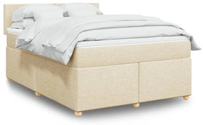 vidaXL Cama com molas/colchão 140x200 cm tecido cor creme