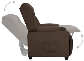 Poltrona reclinável couro artificial castanho