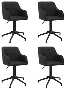 vidaXL Cadeiras de jantar giratórias 4 pcs tecido preto