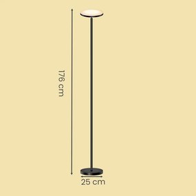 Candeeiro de pé 25 x 25 x 176 cm LED de 30 W, cabeça giratória, candeeiro de pé com comando à distância preto
