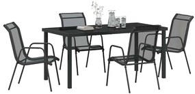 Conjunto de Jantar para Jardim com 5 Peças - Textileno Preto e Aço