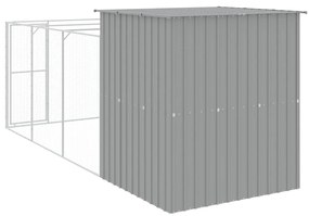 Casota cães c/ parque 165x455x181 cm aço galvaniz. cinza-claro