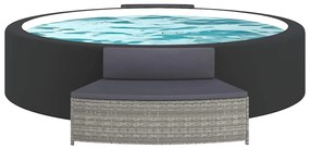 Bancos de spa com almofadões 2 pcs vime PE cinzento