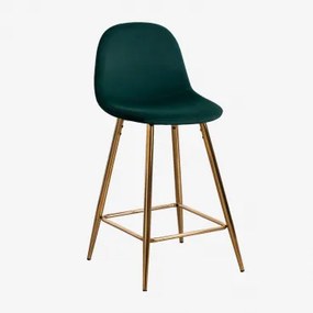 Banqueta Alta De Veludo Glamm Verde Selva & ↑65 Cm & Dourado - Sklum