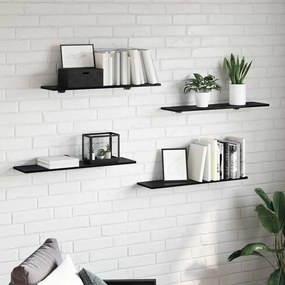 Prancha de Estante para Livros 4 pcs Preto 100 x 40 x 1.5cm