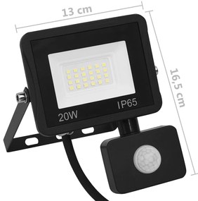 Projetor c/ iluminação LED e sensor 20 W branco frio