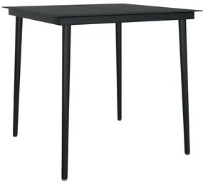 Conjunto de jantar jardim 5 peças almofadas vidro vime PE preto