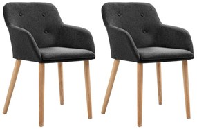 vidaXL Cadeiras jantar 2 pcs tecido cinzento-escuro e carvalho maciço