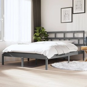 vidaXL Estrutura cama pequena casal 120x190 cm pinho maciço cinza