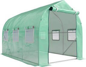 Outsunny Estufa tipo Túnel 3x2x2 m Estufa de Exterior com 6 Janelas de Malha e Porta Estufa de Cultivos para Pátio Jardim Verde | Aosom Portugal