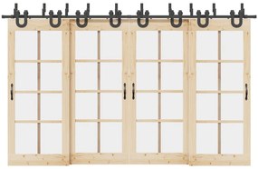 Kit de ferragens para porta deslizante 366 cm aço preto