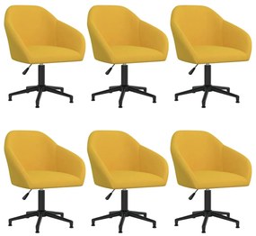 vidaXL Cadeiras de jantar giratórias 6 pcs veludo amarelo