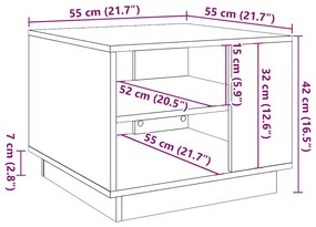 Mesa centro 55x55x42 cm derivados de madeira carvalho artisiano