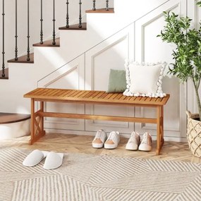 Banco de jardim em madeira de acácia 35 x 130 x 45 cm, sem encosto, assento com ripas, para 2-3 pessoas, para sala de jantar, alpendre, jardim, varand