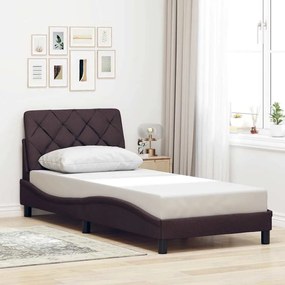 vidaXL Estrutura de cama sem colchão 90x190 cm tecido castanho-escuro
