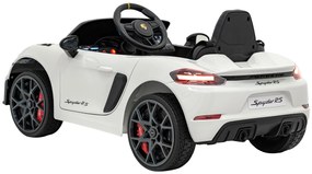 Carro elétrico para Crianças 12V Porsche Spyder RS 718, Rodas Espuma EVA, assento couro ecológico Carga até 30 kg Branco