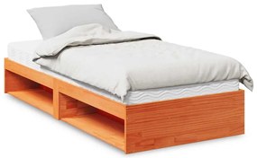 vidaXL Sofá-cama com colchão 90x190 cm pinho maciço castanho-mel