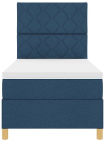 Cama Box Spring com Colchão Azul de Solteiro Tecido