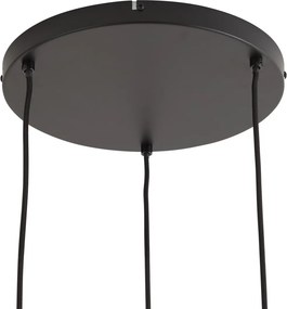Candeeiro de suspensão Art Deco preto com vidro fumê 3 luzes redondo - Busa
