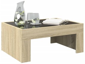 Mesa de centro luzes LED Infinity 70x50x30 cm carvalho sonoma