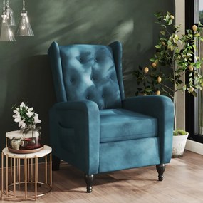 vidaXL Poltrona reclinável veludo azul