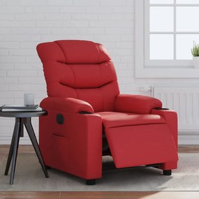Poltrona reclinável elétrica couro artificial vermelho