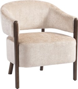 HOMCOM Poltrona de Quarto Revestida em Chenille com Estrutura e Pernas em Madeira Maciça, Bege | Aosom Portugal