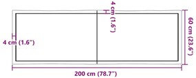 Tampo de mesa com bordas vivas maciço tratado castanho-escuro