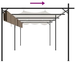 Pérgola com toldo retrátil 589x292x230 cm cor cinza-acastanhado