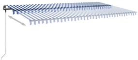 Toldo retrátil manual com LED 600x300 cm azul e branco