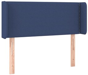 Cabeceira de cama c/ luzes LED tecido 103x16x78/88 cm azul