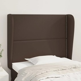 Cabeceira cama c/ abas couro artif. 93x23x118/128 cm castanho