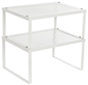 Organizador de prateleiras para armários e conjunto de prateleiras para cozinha SONGMICS, 4 prateleiras empilháveis para armários de cozinha, expansíveis, branco e prata UKCS01WT