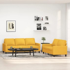 vidaXL 2 pcs conjunto de sofás com almofadões tecido amarelo-claro