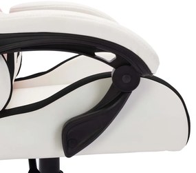 Cadeira estilo corrida luzes LED RGB couro artif. branco/preto