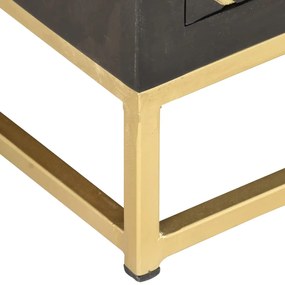 Móvel de TV 120x30x40 cm mangueira maciça preto e dourado