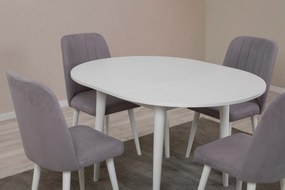 Conjunto de Mesa de Jantar Extensível e Cadeiras Vina – Branco e Cinze