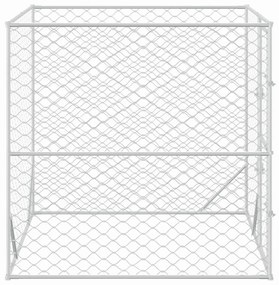 Canil de exterior 2x2x2 m aço galvanizado prateado