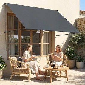 Toldo manual retrátil com inclinação ajustável, 195 x 120 cm, proteção UV, alumínio e poliéster cinzento escuro